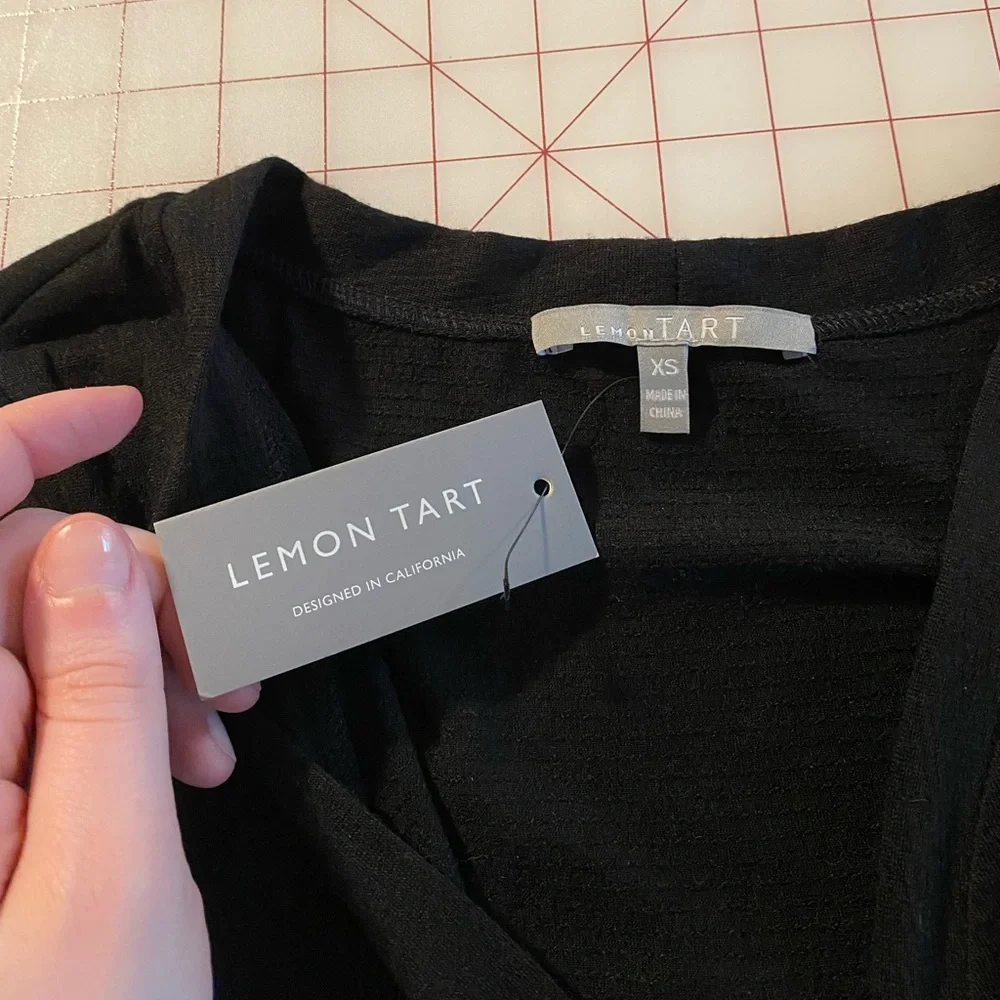 Lemon Tart size XS long black light weight contemporary basic cardigan